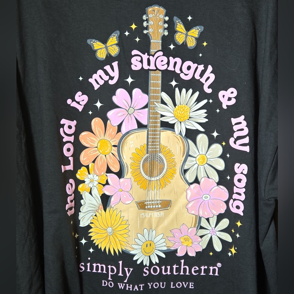 NWT Simply Southern Guitar The Lord Is My Strength LS Tee Size XXL